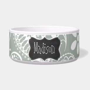 Comedero Ash Gray; Gray Paisley; Retro Chalkboard look