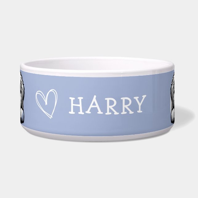 Comedero Asomándose Labrador Personalizar tema púrpura (Frente)