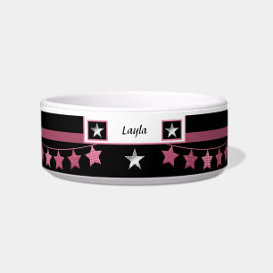 Comedero Audaz tazón de mascotas personalizado rosa/negro c