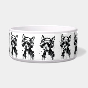 Comedero Auriculares Cool Dog Mascotas Lindas Tinta negra y