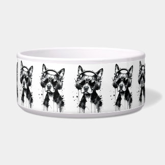Comedero Auriculares Cool Dog Mascotas Lindas Tinta negra y