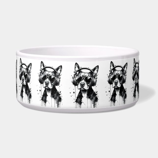 Comedero Auriculares Guay Dog Mascotas cortos Tinta blanca  (Frente)