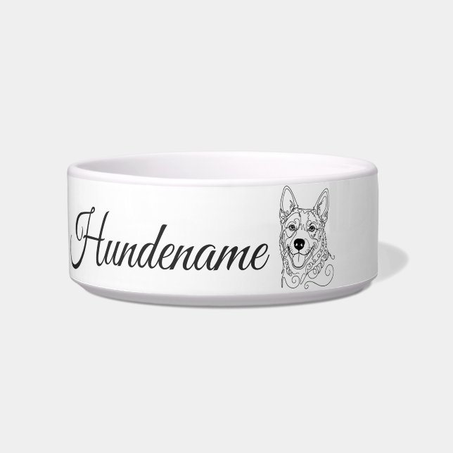 Comedero Australian Cattle Dog Line Art personalized bowl (Frente)