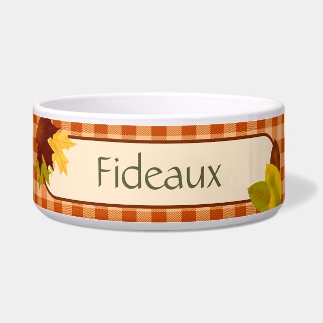 Comedero Autumn Gingham Thanksgiving Dog Bowl (Frente)