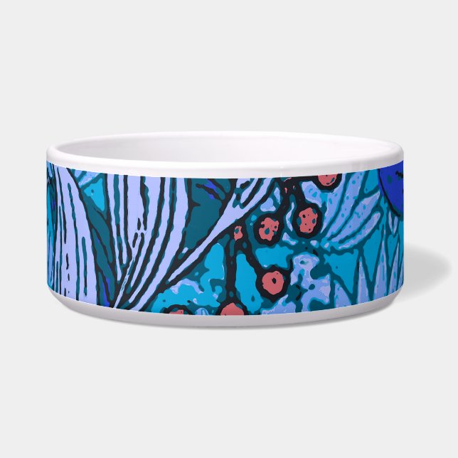 Comedero Azul Floral Antiguo Boho Moderno (Izquierda)
