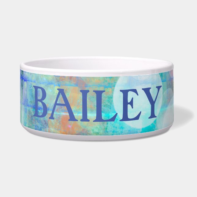 Comedero Azul, Naranja, amarillo, blanco Resumen arte (Frente)