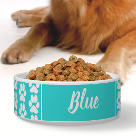 Comedero Azul turquesa estampado de huellas de patas person