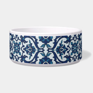 Comedero Azulejos portugueses azules Patrón de mosaico flor