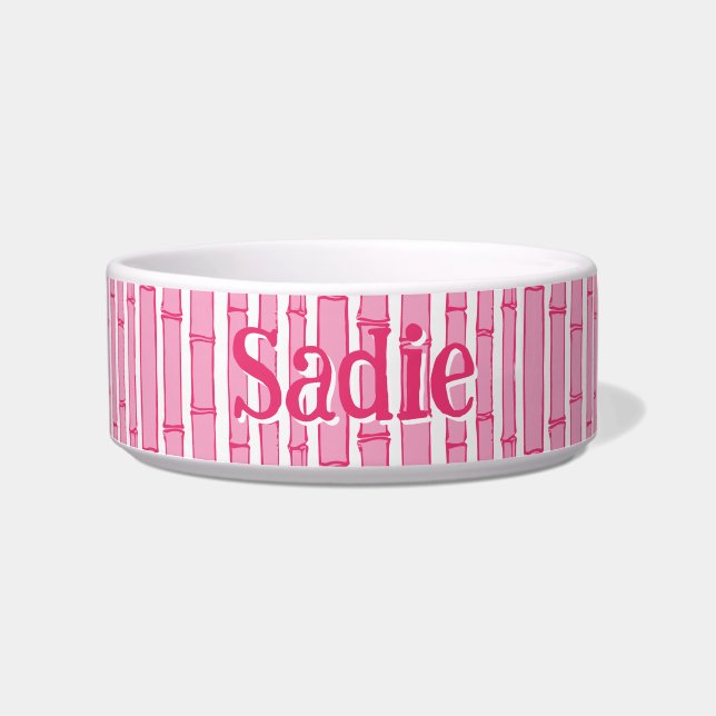 Comedero Bambooey Bamboo Stripe in Pink (Frente)