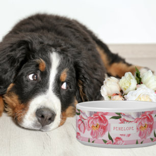 Comedero Banda rosa Rubor y floral peónica Monograma Bowl