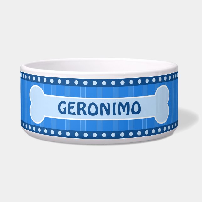 Comedero Bandas azules cortas Hueso y garras Tazón de perro (Frente)