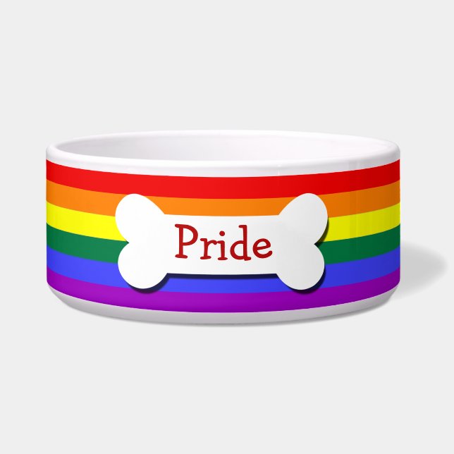 Comedero Bandera arcoiris del orgullo gay personalizada (Frente)