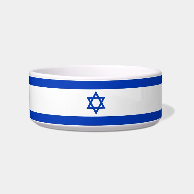 Comedero Bandera de Israel gato de perro patriótico moderno (Frente)