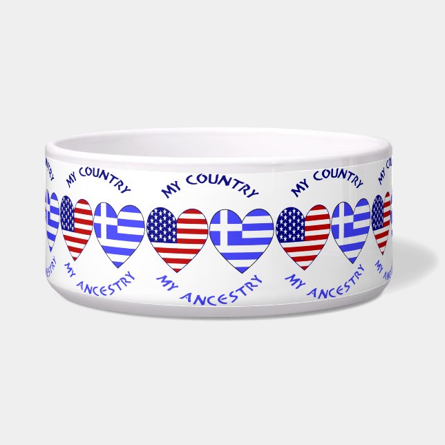 Comedero Bandera del corazón griega estadounidense Mi país  (Frente)