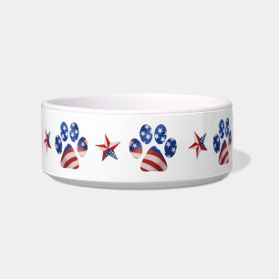 Comedero Bandera e impresión Star Paw, rojo, blanco y azul