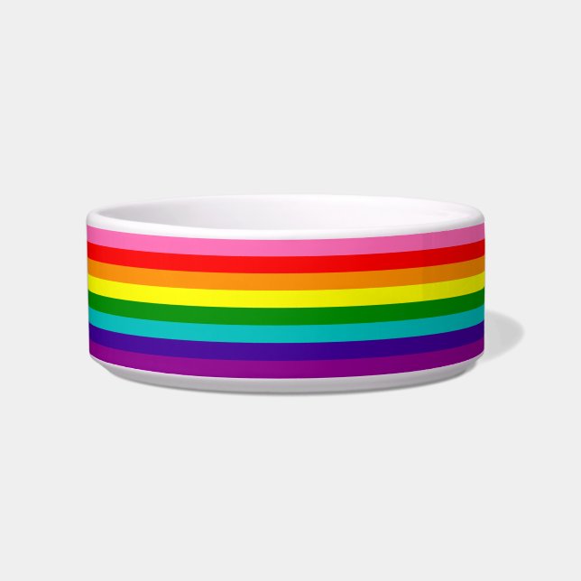 Comedero Bandera gay arcoiris LGBT Ceramic Pet Bowl (Frente)