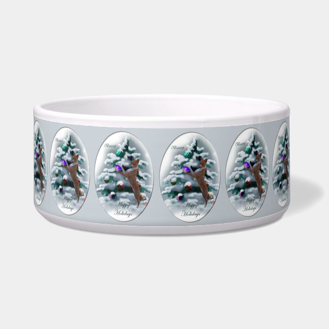 Comedero Basenji Merry Christmas (Frente)