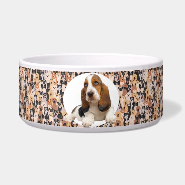 Comedero Basset Hound Personaliza el Tazón de Perro con Nom (Frente)