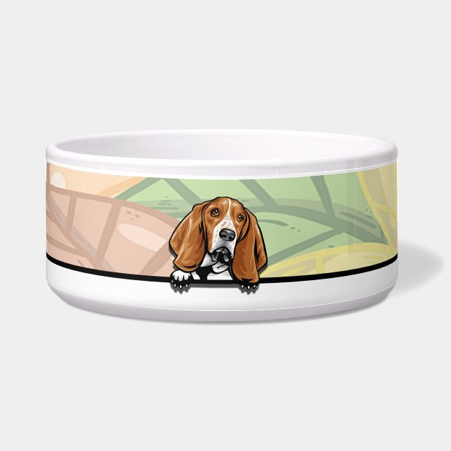 Comedero Bassett hound, comida o bebida (Frente)