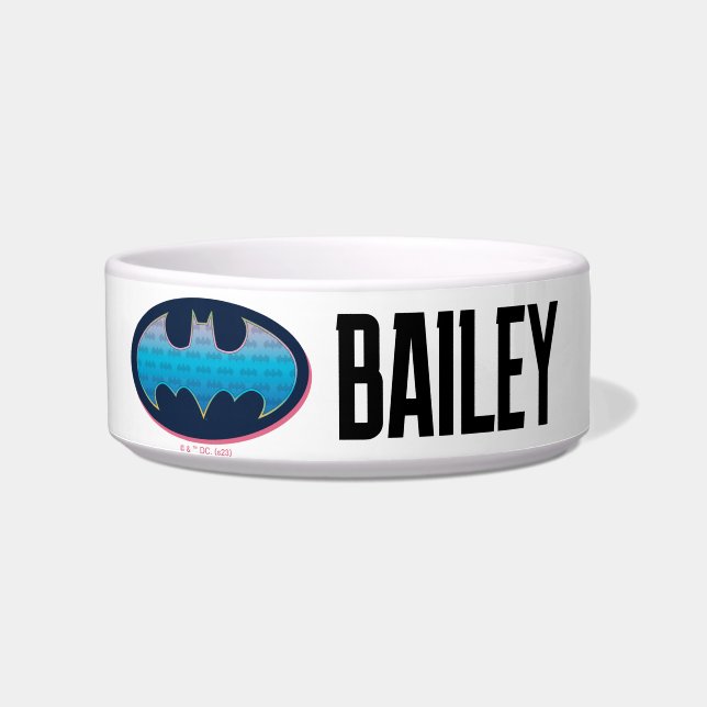 Comedero Batman | Símbolo rosa y azul (Frente)