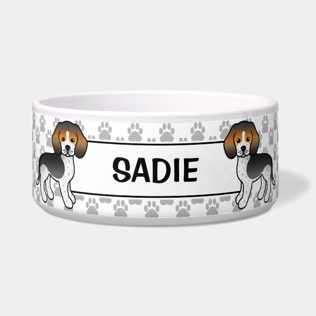 Comedero Beagle con garrapatas azules, perro de dibujos ani (Frente)