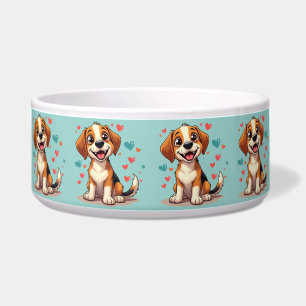 Comedero Beagle de Kawaii con arte de perros lúgubre