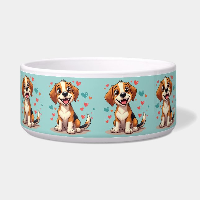 Comedero Beagle de Kawaii con arte de perros lúgubre (Frente)