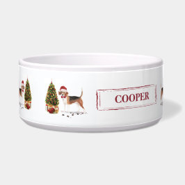 Comedero Beagle graciosos Navidades perro con árbol