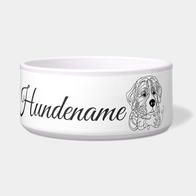Comedero Bernese Mountain Dog Line Art personalized bowl (Frente)