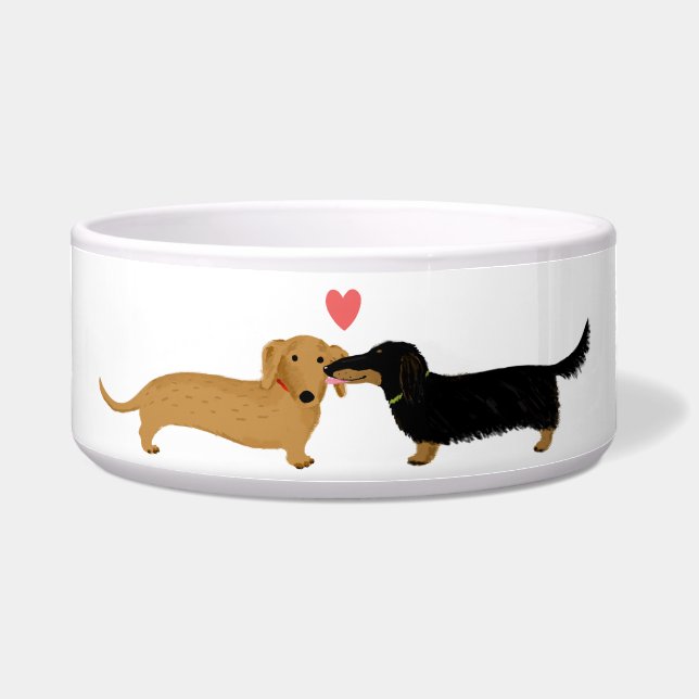 Comedero Beso de Perrito Dachshund con Corazón (Frente)