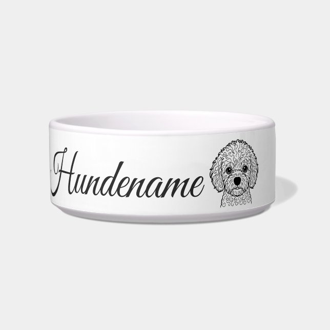 Comedero Bichon Frise Line Art personalized bowl (Frente)