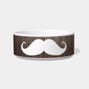 Comedero Bigote blanco divertido en fondo de madera de