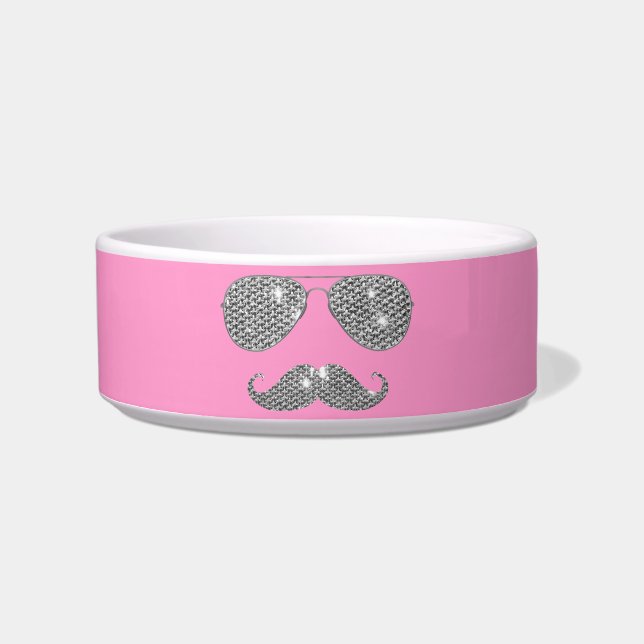Comedero Bigote divertido del diamante con los vidrios (Frente)
