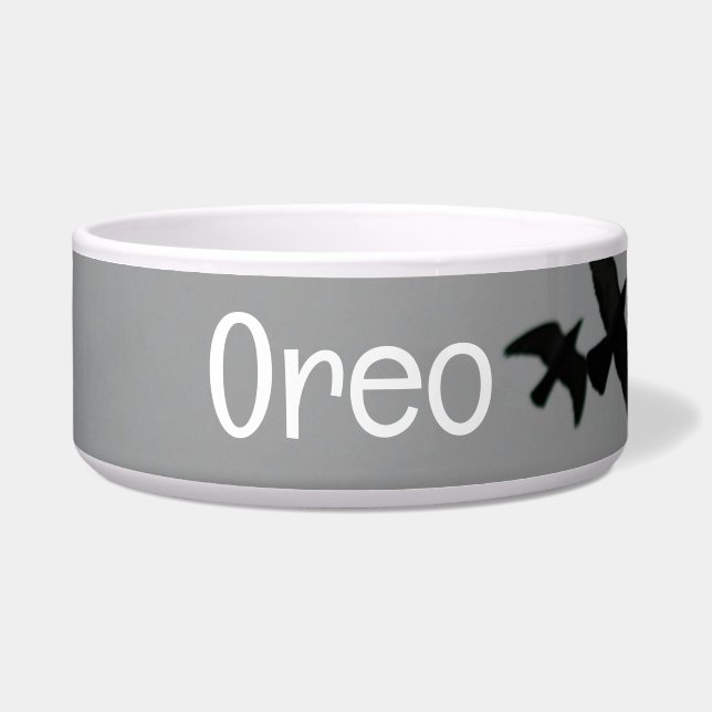 Comedero Bird Silhouette Pet Bowl con OREO Textos (Frente)