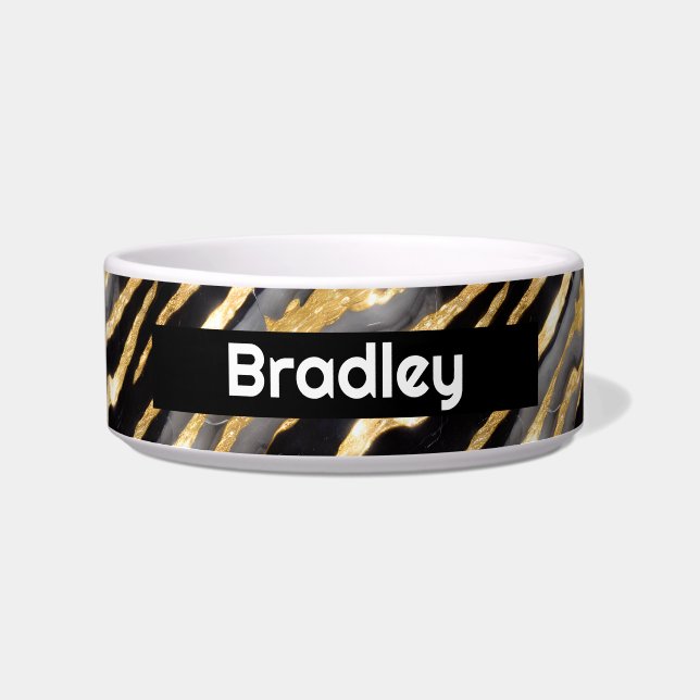 Comedero Black and Faux Gold personalizado (Frente)
