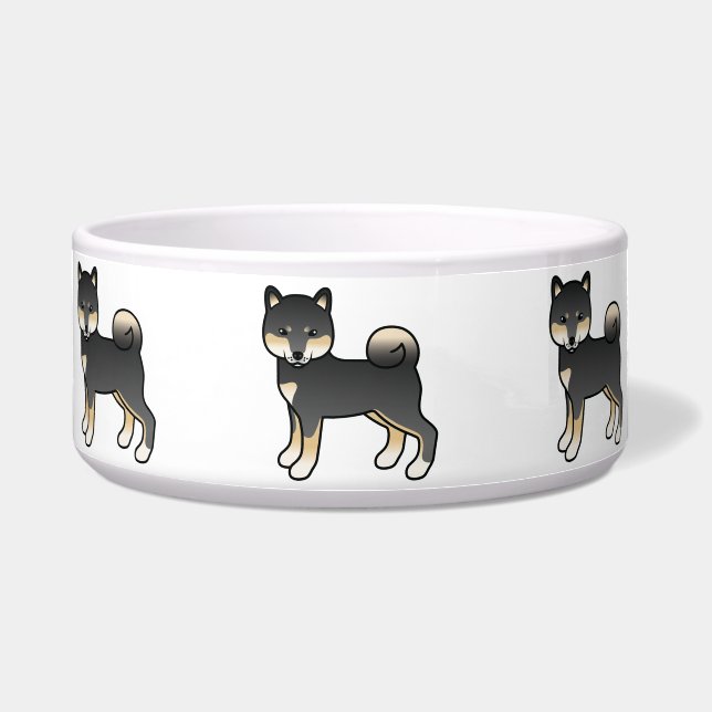 Comedero Black And Tan Shiba Inu Cute Cartog Dog (Frente)
