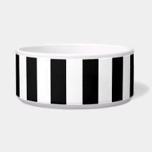 Black and White Stripe Ceramic Pet Bowl