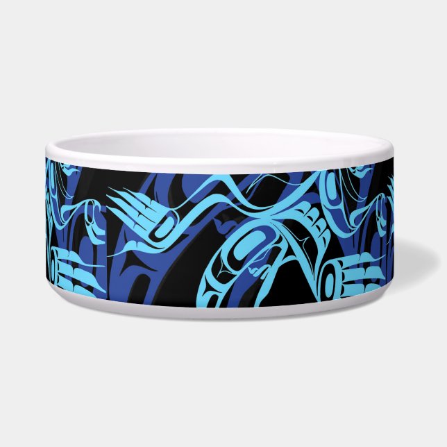 Comedero Black Blue Haida Eagle Thunder Bird Arte Nativo (Frente)