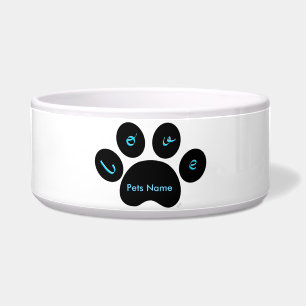 Comedero "Black Mascota Paw Print with Love You" - Personal