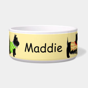 Comedero Black Scottie Terrier Dog Name Personalized Yellow