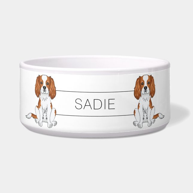 Comedero Blenheim Cavalier King Charles Spaniel y nombre (Frente)