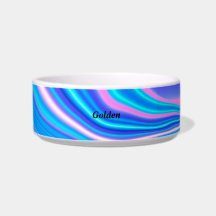 Blue Abstract Ceramic Personalizable Pet Bowl