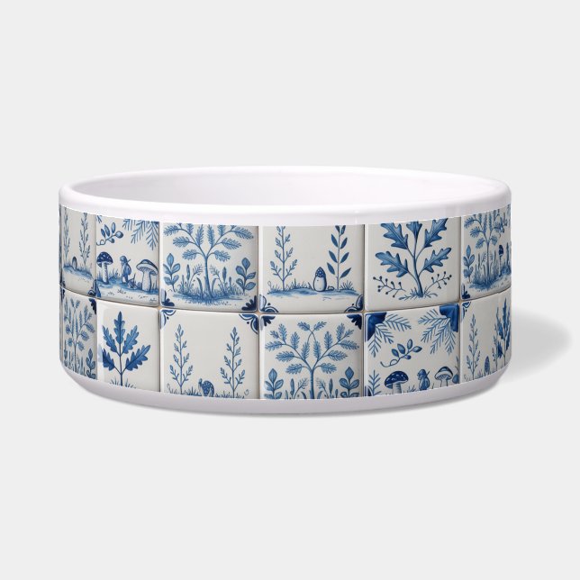Comedero Blue and white woodland tile cat or dog bowl (Frente)