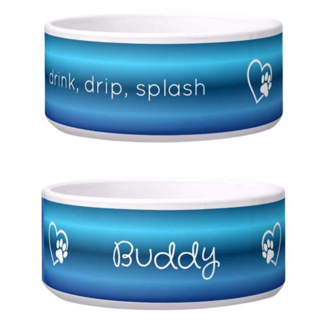 Comedero Blue 'drink drip splash' Dog Name Bowl (Subido por el creador)