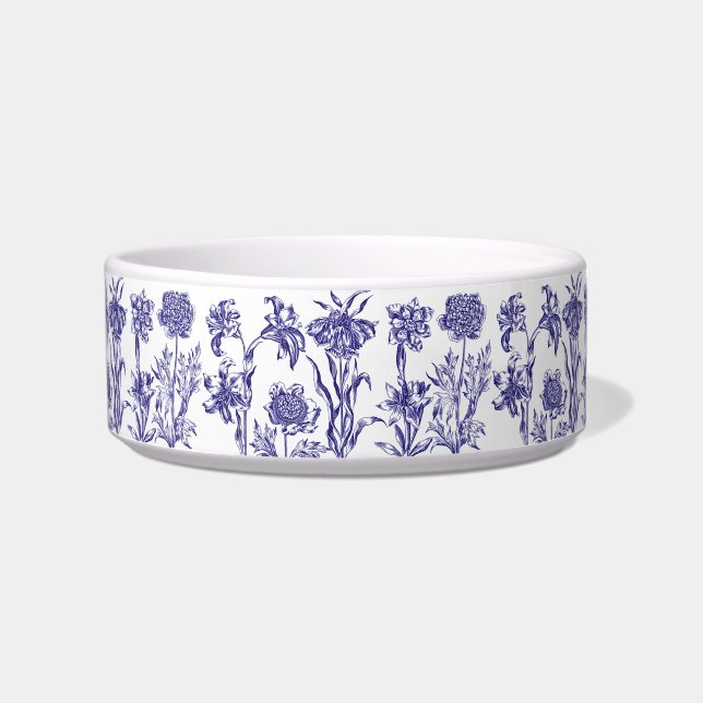 Comedero Blue Floral Ceramic Pet Bowl (Frente)