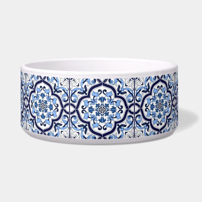 Comedero  Blue Floral Mediterráneo Tile Tile Bowl (Frente)