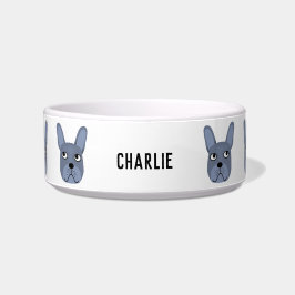 Comedero Blue French Bulldog Name Bowl
