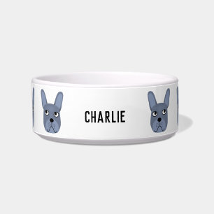 Comedero Blue French Bulldog Name Bowl
