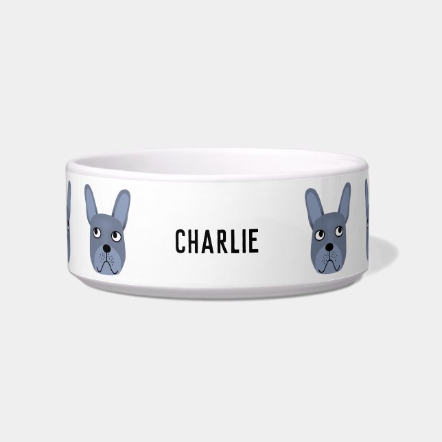 Comedero Blue French Bulldog Name Bowl (Frente)