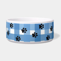 Blue Gingham Pet Bowl, Moda y elegancia